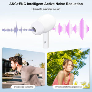 Wireless Earbuds, 5.4 Bluetooth Headphones With Touch Screen Ear Buds, ANC ENC Noise Cancelling Earbuds