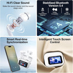 Wireless Earbuds, 5.4 Bluetooth Headphones With Touch Screen Ear Buds, ANC ENC Noise Cancelling Earbuds