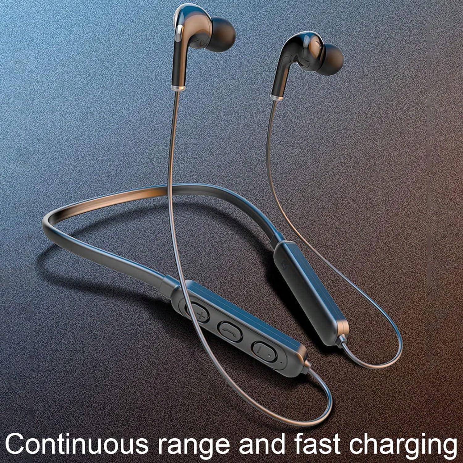 Black Neck Hanging Wireless Sports Earbuds Stereo Bass Outdoor Sports Fitness Running Exercise Headphones