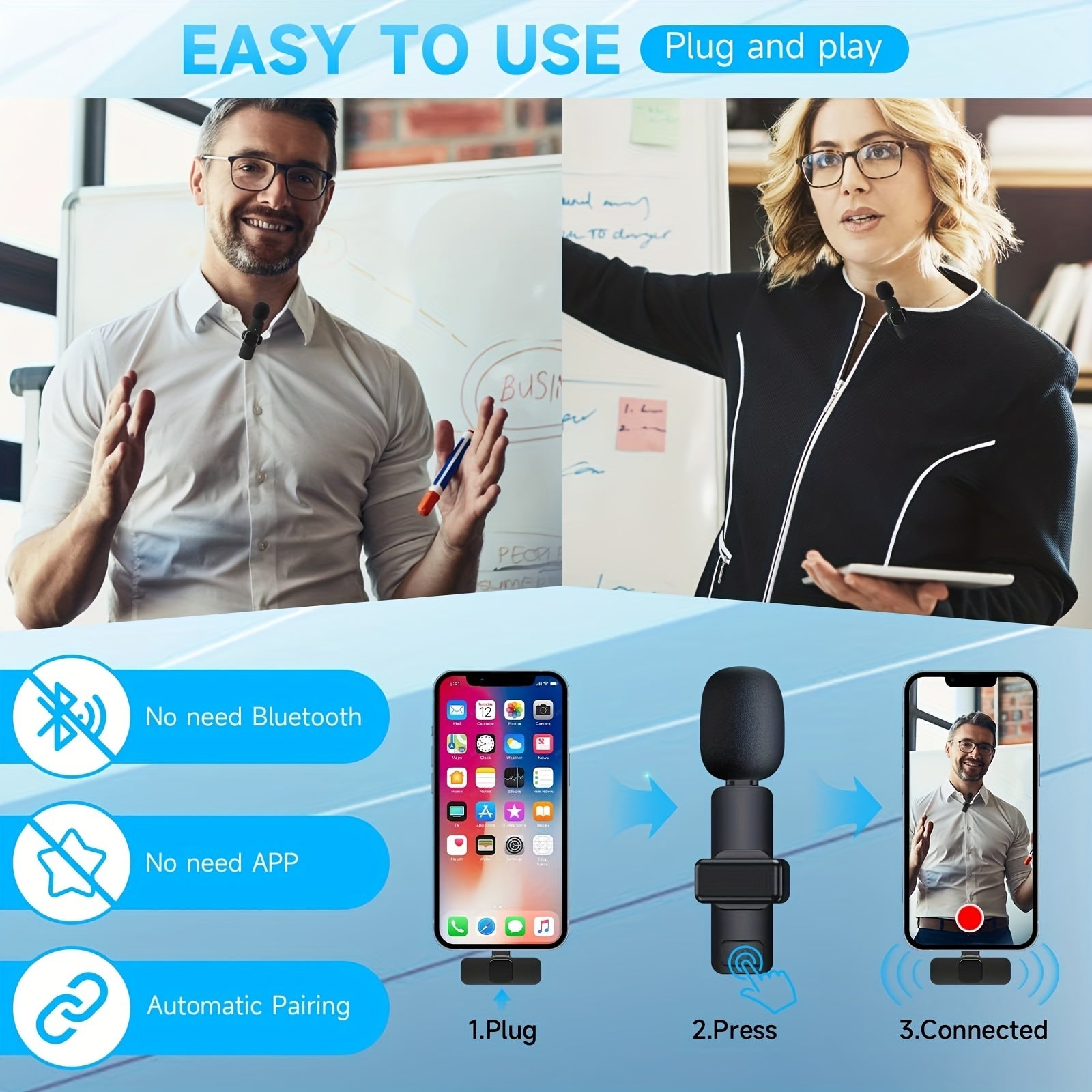 Wireless Lavalier Lapel Microphone For IPhone IPad Professional Wireless Clip Mic